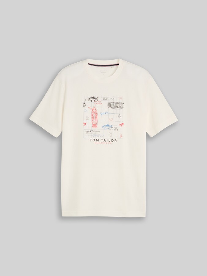 T-Shirt mit Waffelstruktur von Men, Gardenia White