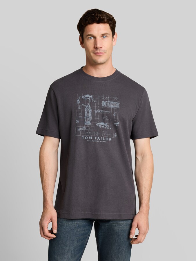 T-Shirt mit Waffelstruktur von Men, Tarmac Grey