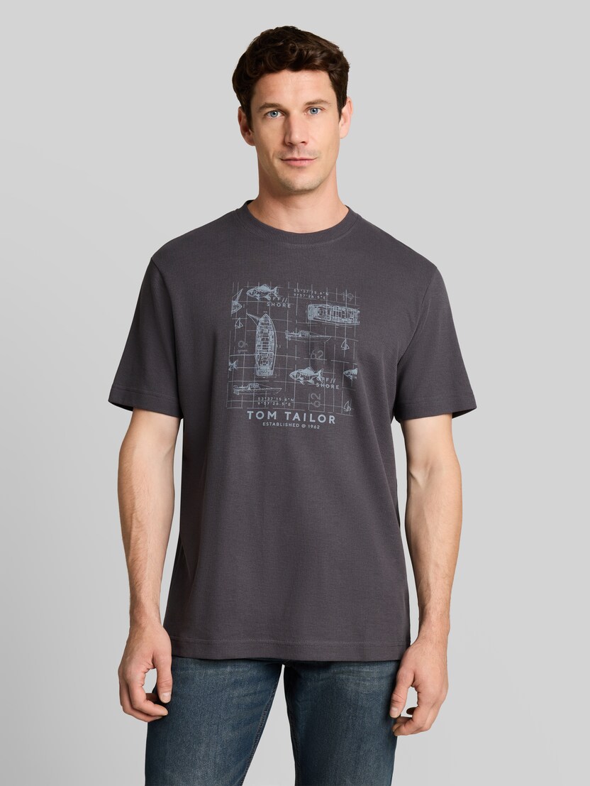 T-shirt met wafelstructuur door Men, Tarmac Grey