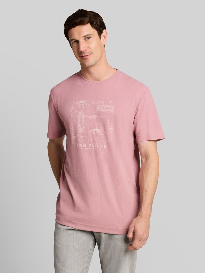T-Shirt mit Waffelstruktur von Men, dusty rose