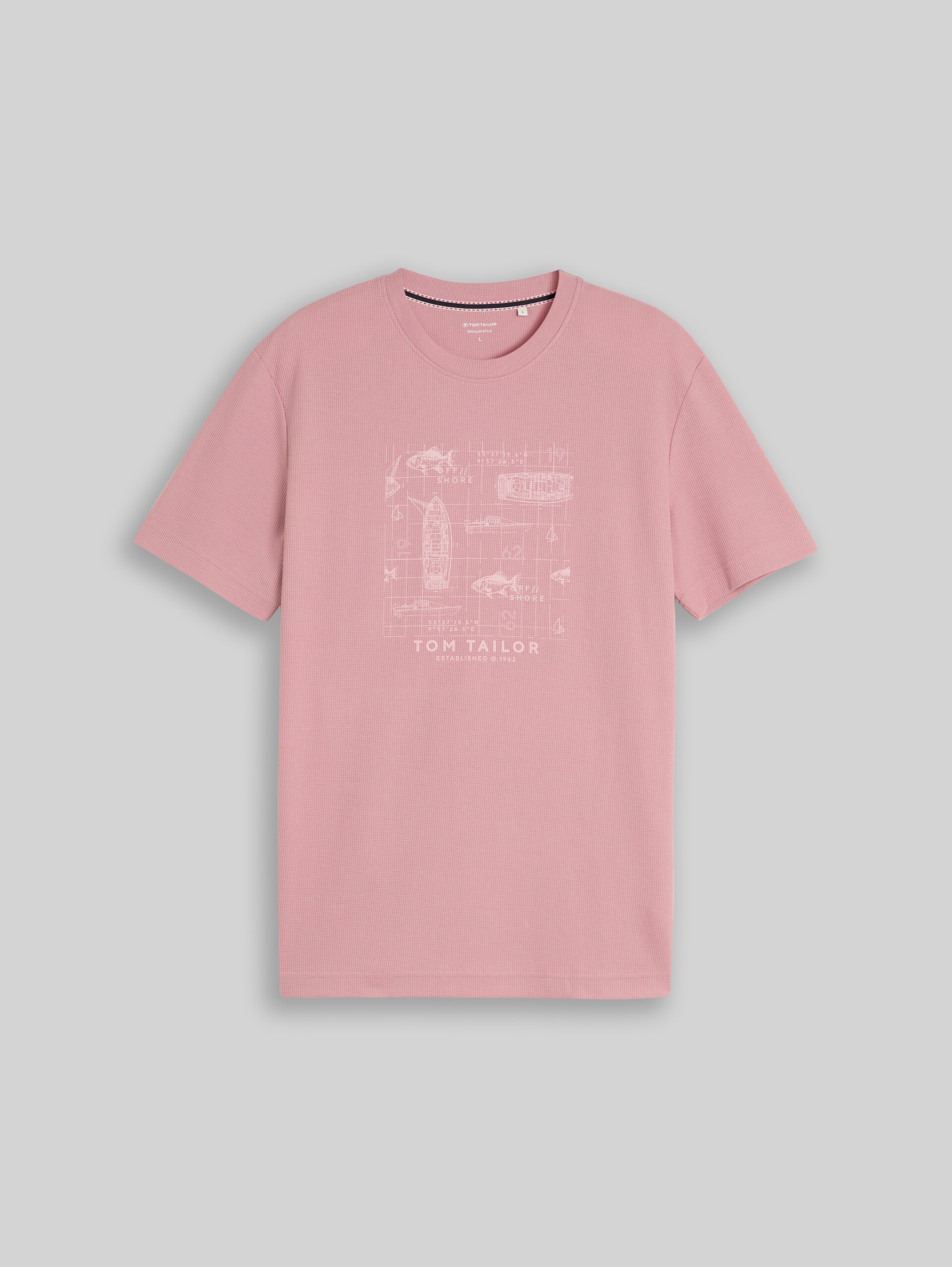 T-Shirt mit Waffelstruktur - dusty rose - Vorder-Produkt-Ansicht