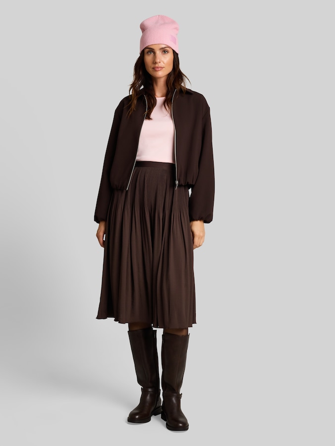 Pleated skirt with elasticated waistband by Women, java dark brown