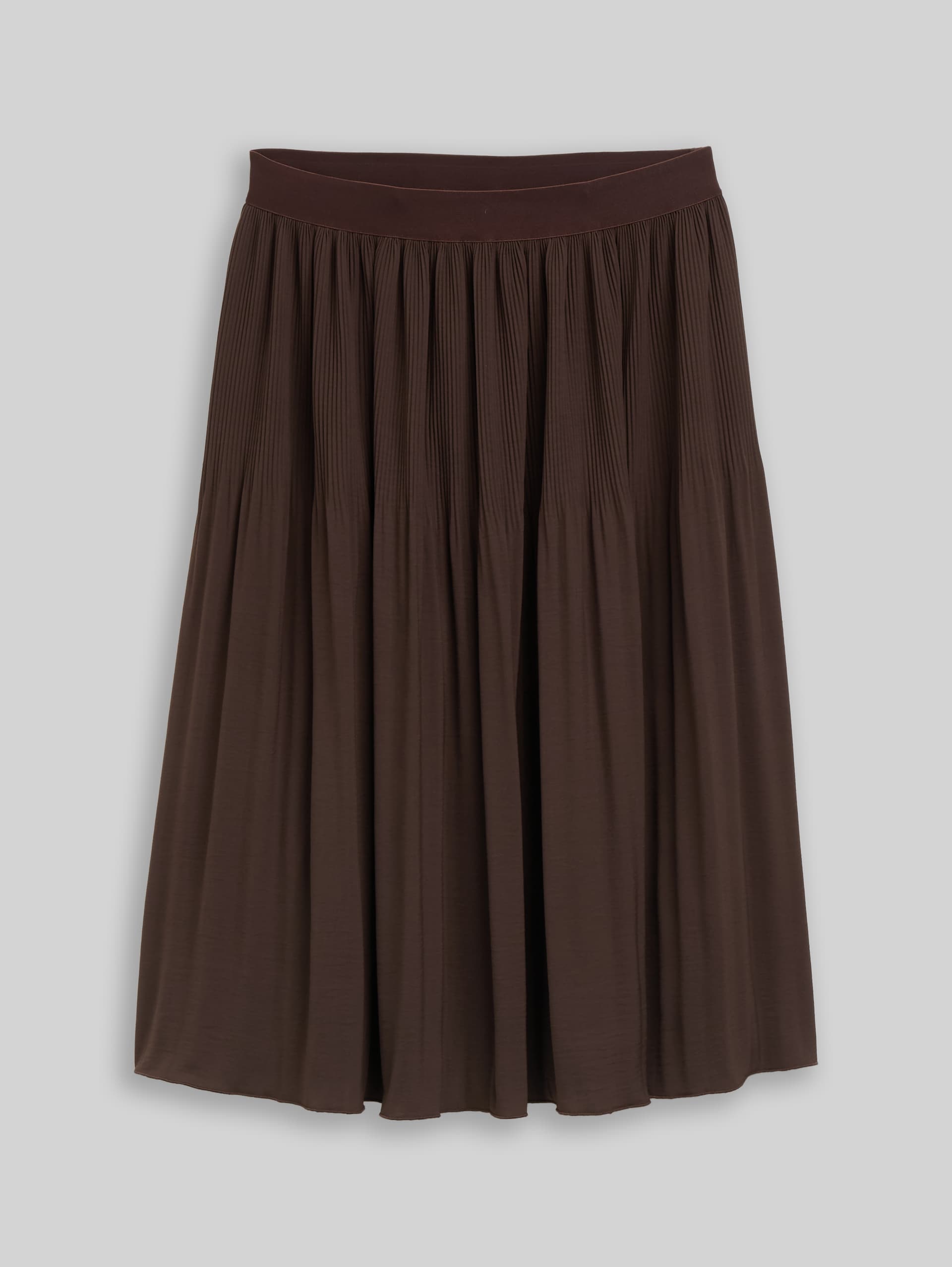 Pleated skirt with elasticated waistband - java dark brown - Front product view
