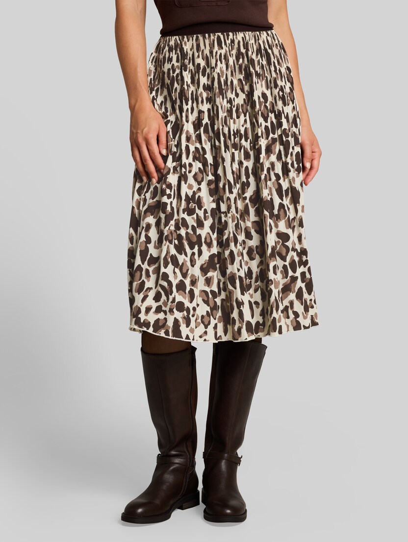 Plissee Rock mit elastischem Bund von Women, brown beige leo print