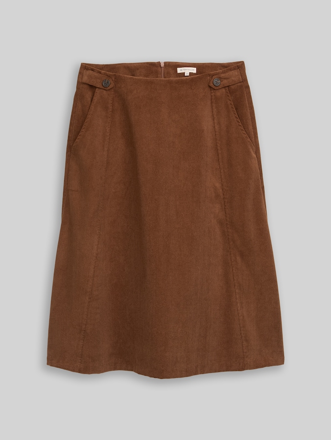 Midi-corduroyrok met steekzakken door Women, camel