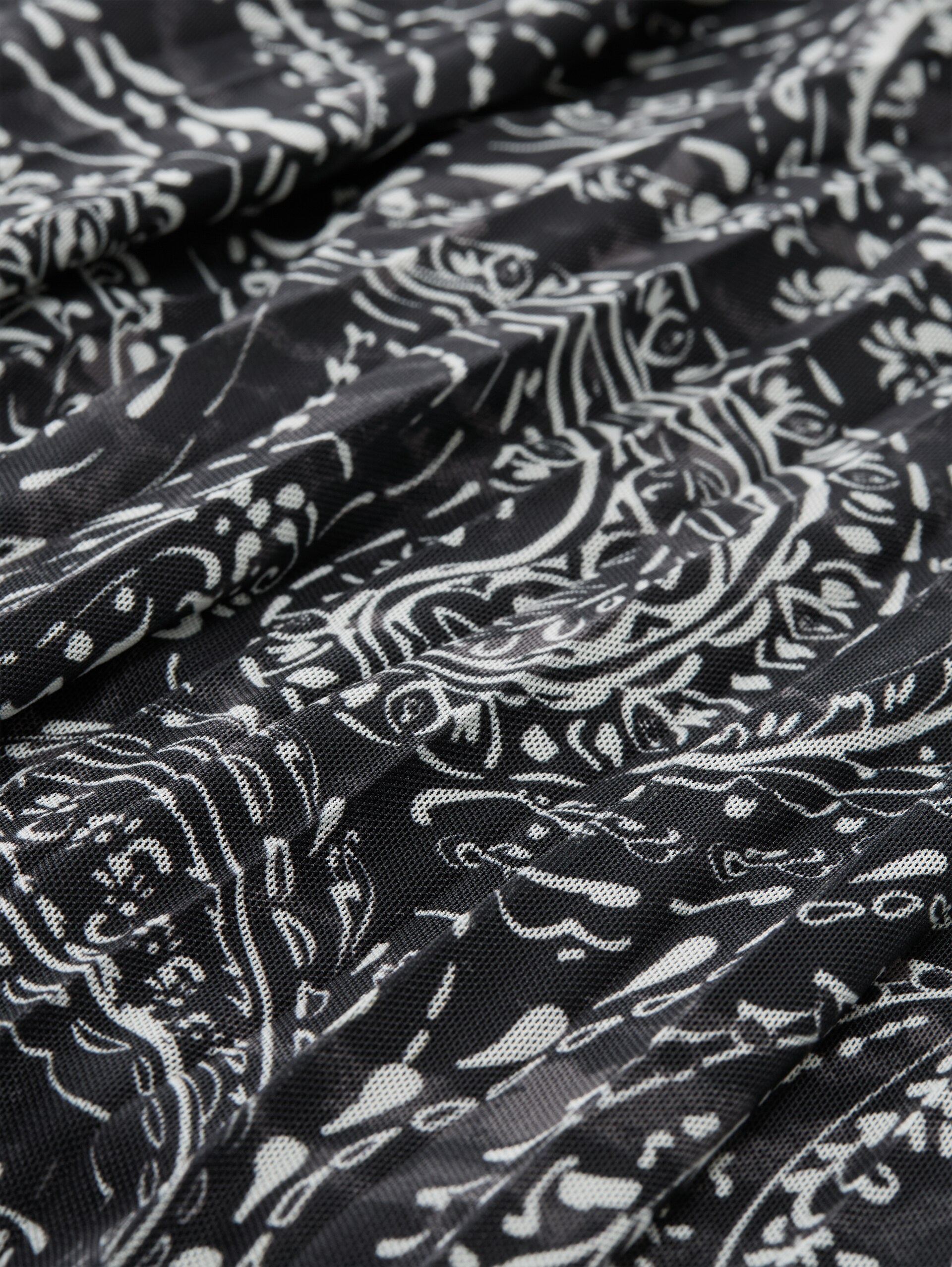 Plissee Midi-Rock mit Paisley-Muster - black paisley - Material-Ansicht