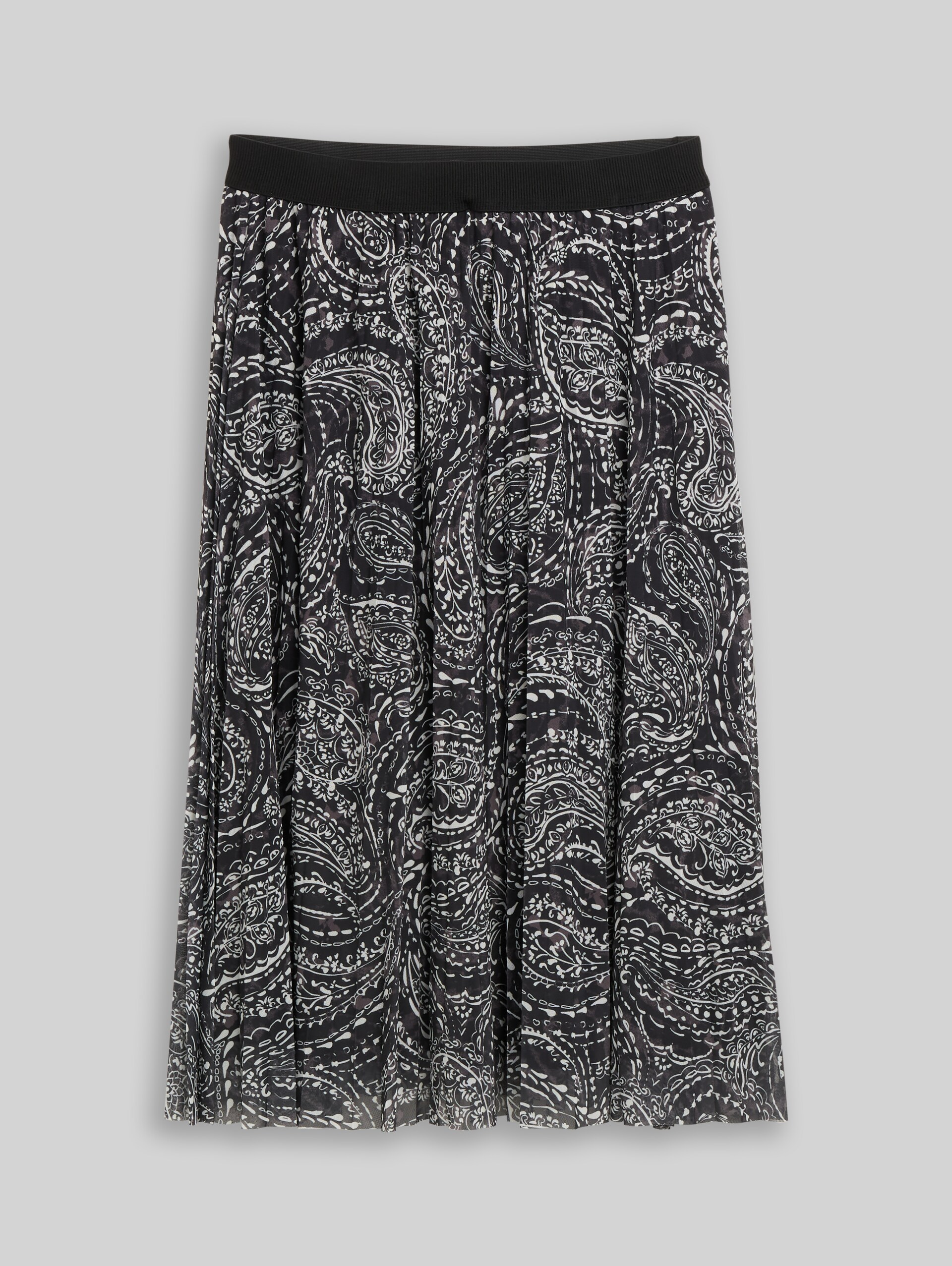 Plissee Midi-Rock mit Paisley-Muster - black paisley - Vorder-Produkt-Ansicht