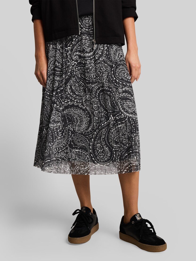 Geplooide midi-rok met paisleypatroon door Women, black paisley