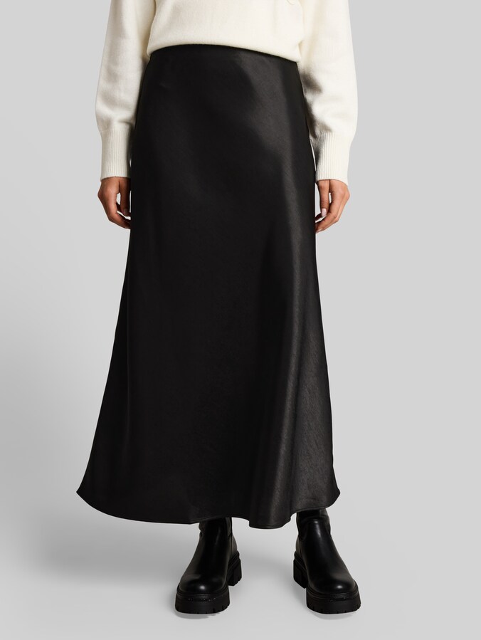 Satin Maxi-Rock von Women, deep black