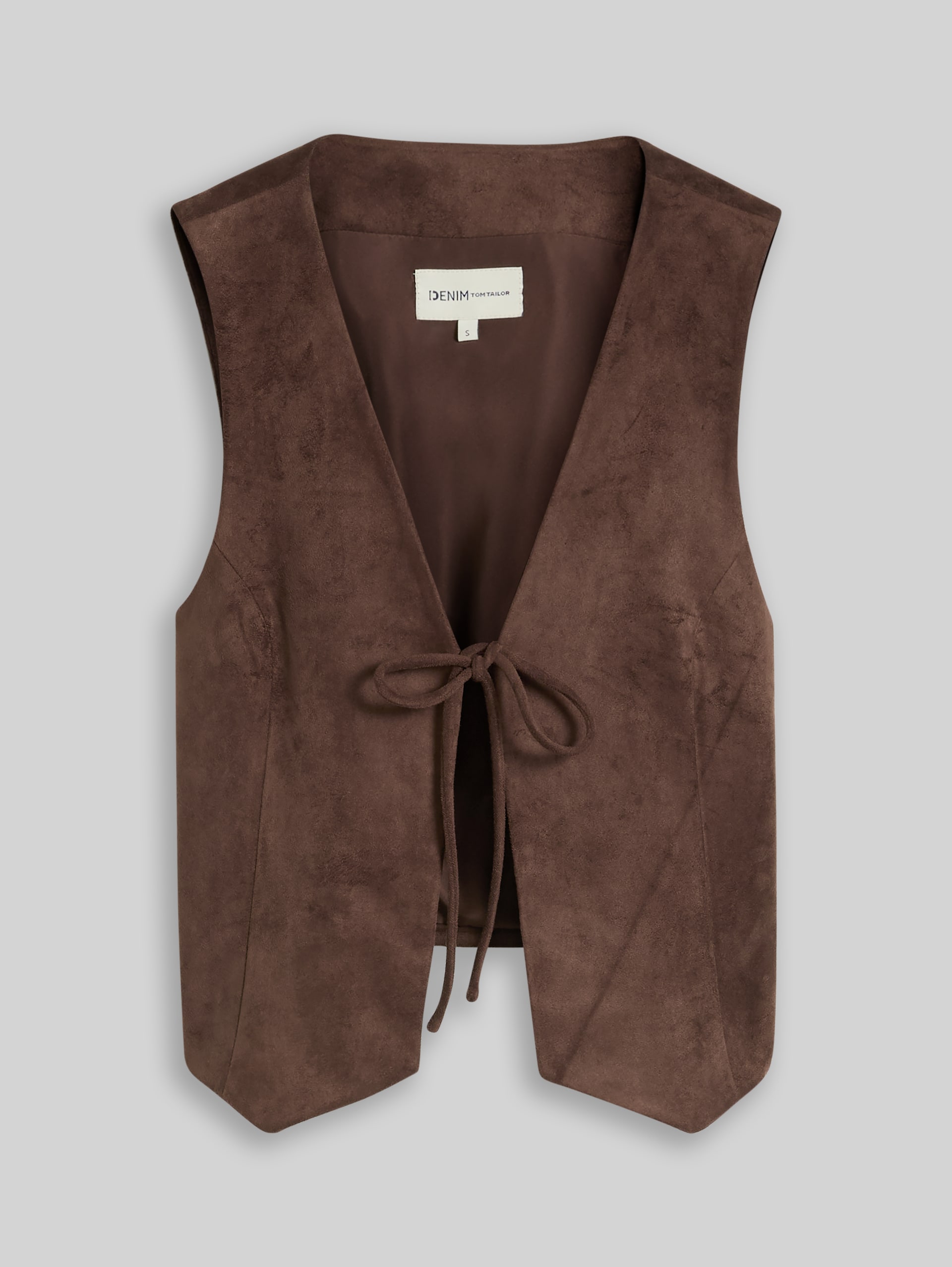 Slim Fit Weste in Wildlederoptik - cool dark brown