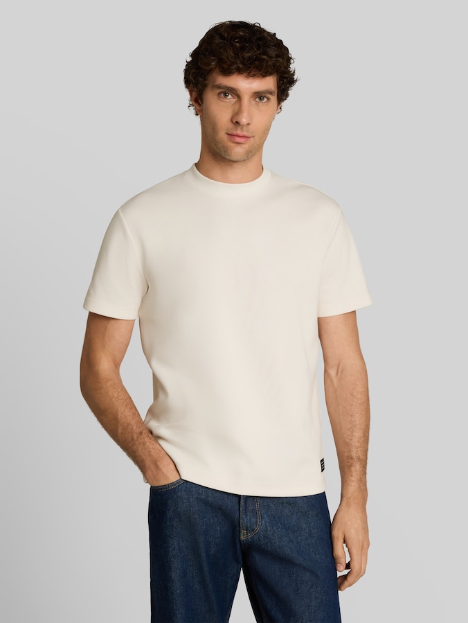 Relaxed Fit Sweatshirt mit kurzen Ärmeln von Denim Male, Gardenia White