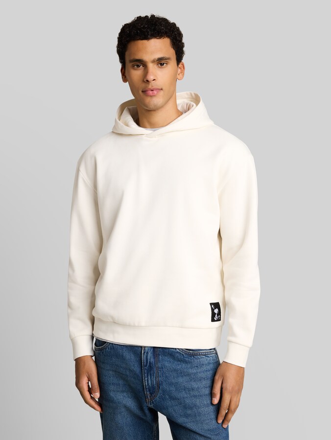 Relaxed Fit Hoodie Sweatshirt mit Snoopy-Rückenprint von Denim Male, Gardenia White