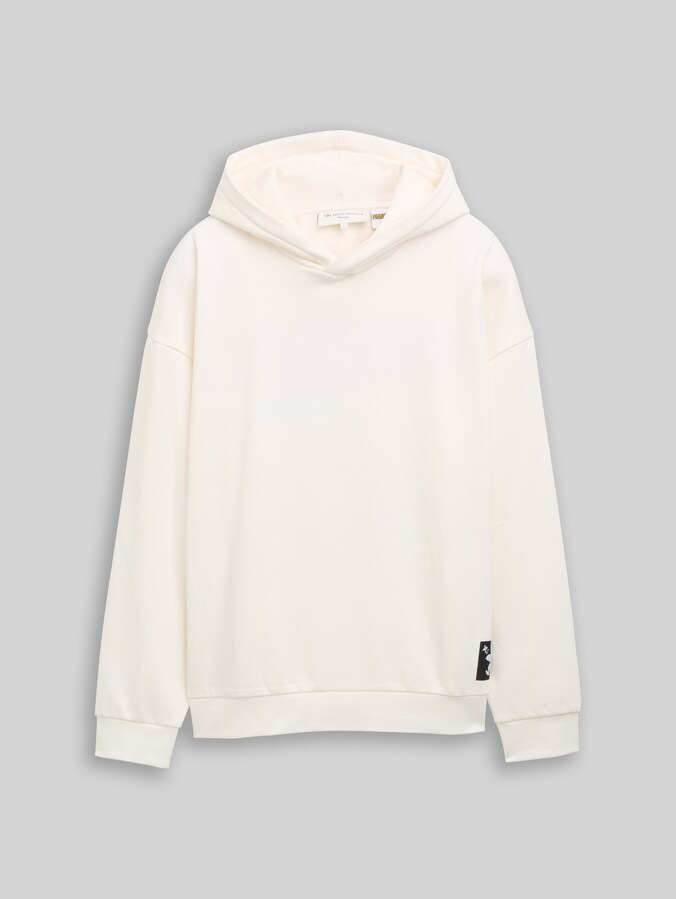 Relaxed Fit Hoodie Sweatshirt mit Snoopy-Rückenprint von Denim Male, Gardenia White