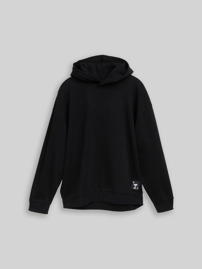 Relaxed Fit Hoodie Sweatshirt mit Snoopy-Rückenprint von Denim Male, Black