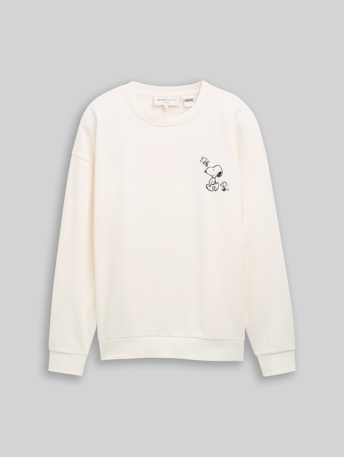 Relaxed Fit Sweatshirt mit Snoopy-Rückenprint von Denim Male, Gardenia White