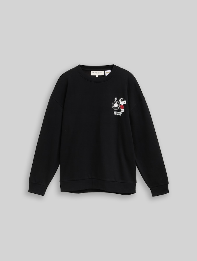 Relaxed Fit Sweatshirt mit Snoopy-Rückenprint von Denim Male, Black