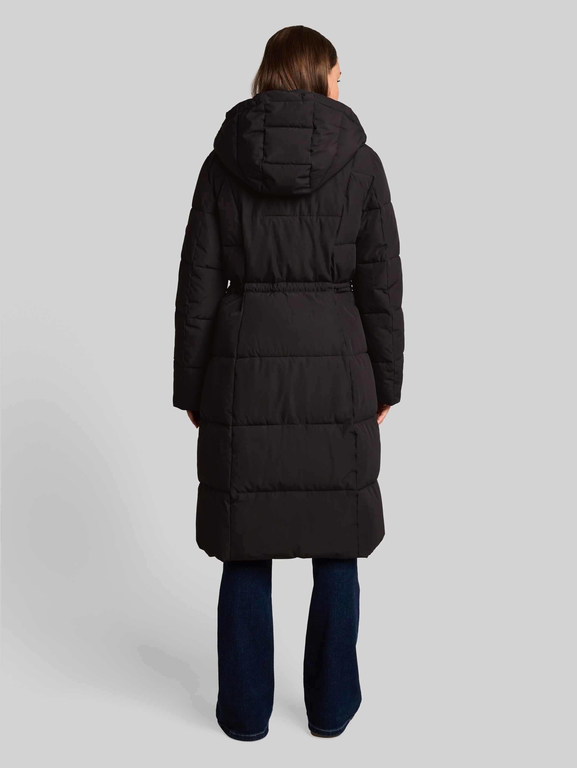Puffer coat with belt - deep black - Model-back view
