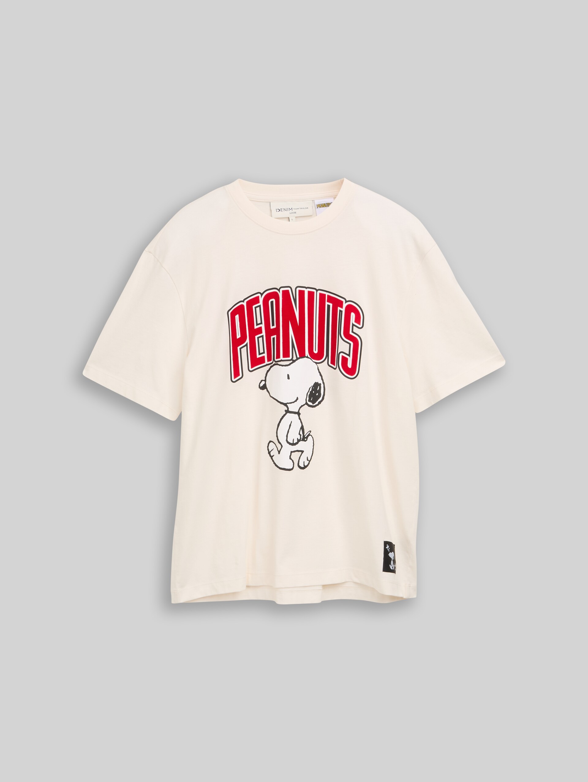 Relaxed Fit T-Shirt mit Snoopy-Print - Gardenia White - Vorder-Produkt-Ansicht