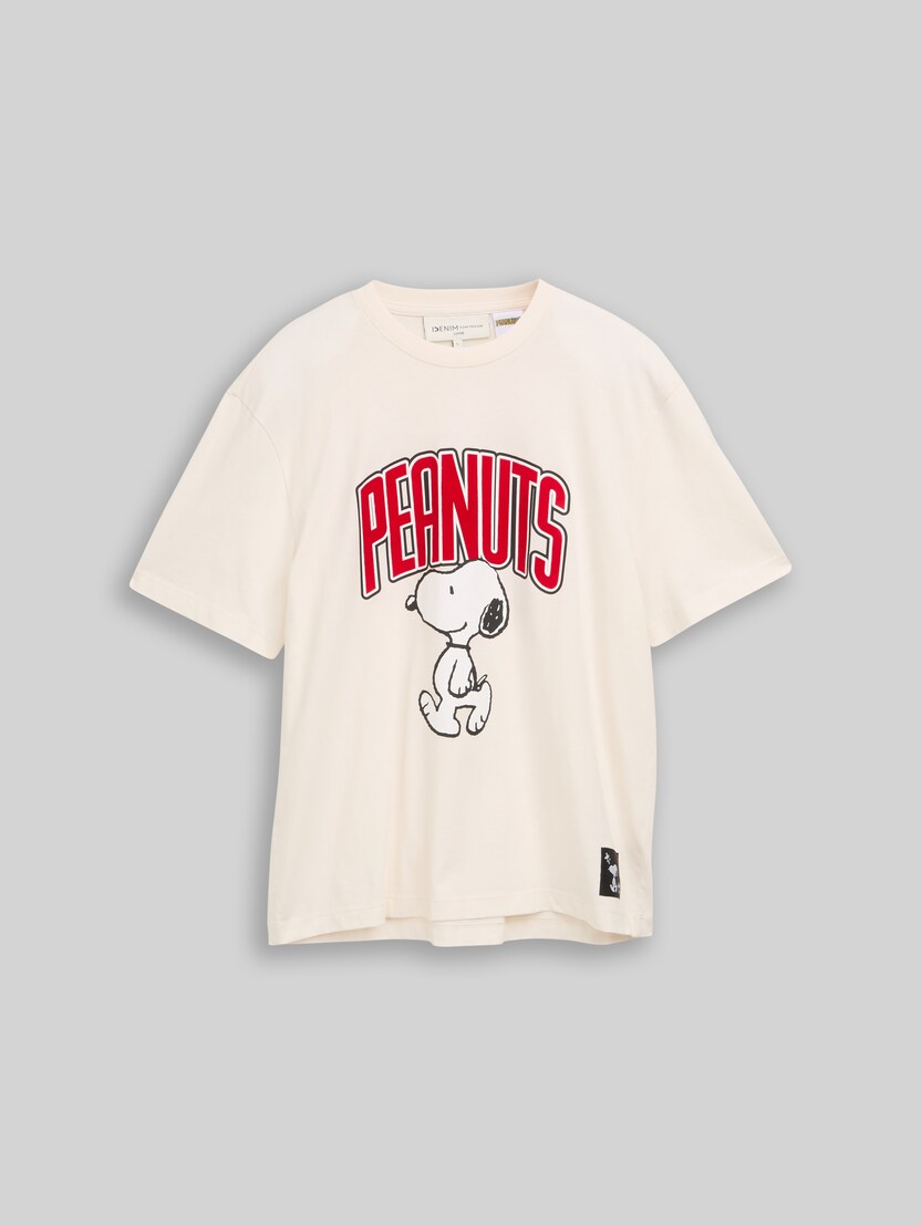 Relaxed Fit T-Shirt mit Snoopy-Print von Denim Male, Gardenia White