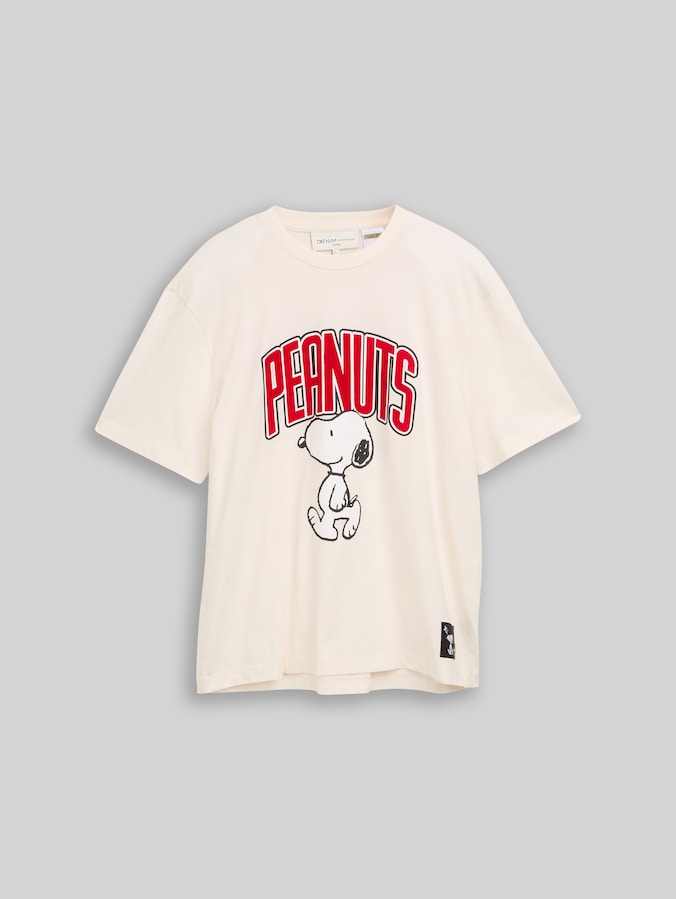 Relaxed-fit T-shirt with Snoopy print by Denim Male, Gardenia White