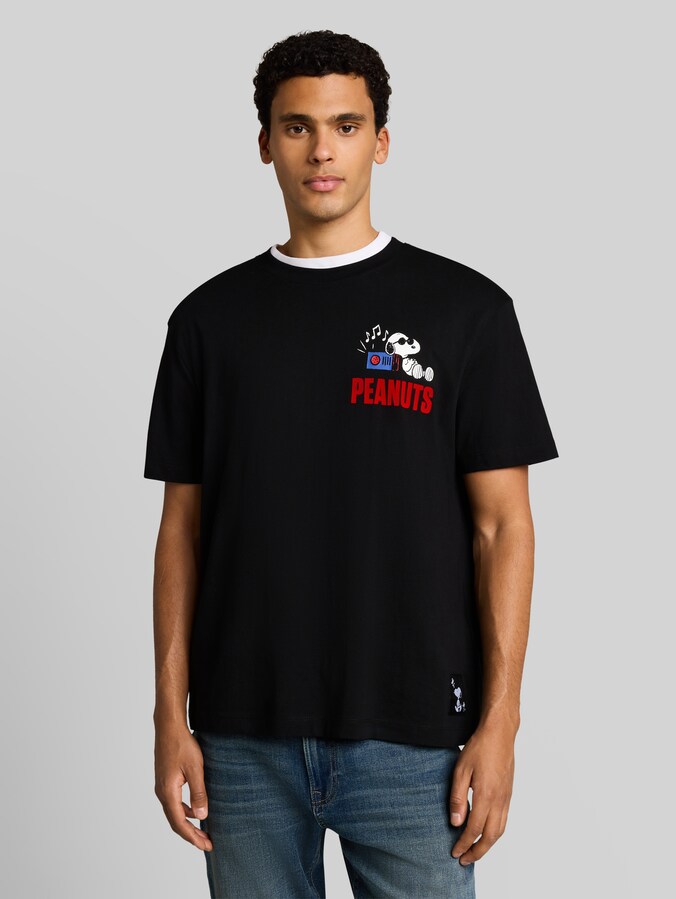 Relaxed Fit T-Shirt mit Snoopy-Print von Denim Male, Black