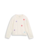 Ausgewählt, Strickpullover mit Blumen-Stickerei von Tom Tailor, braun