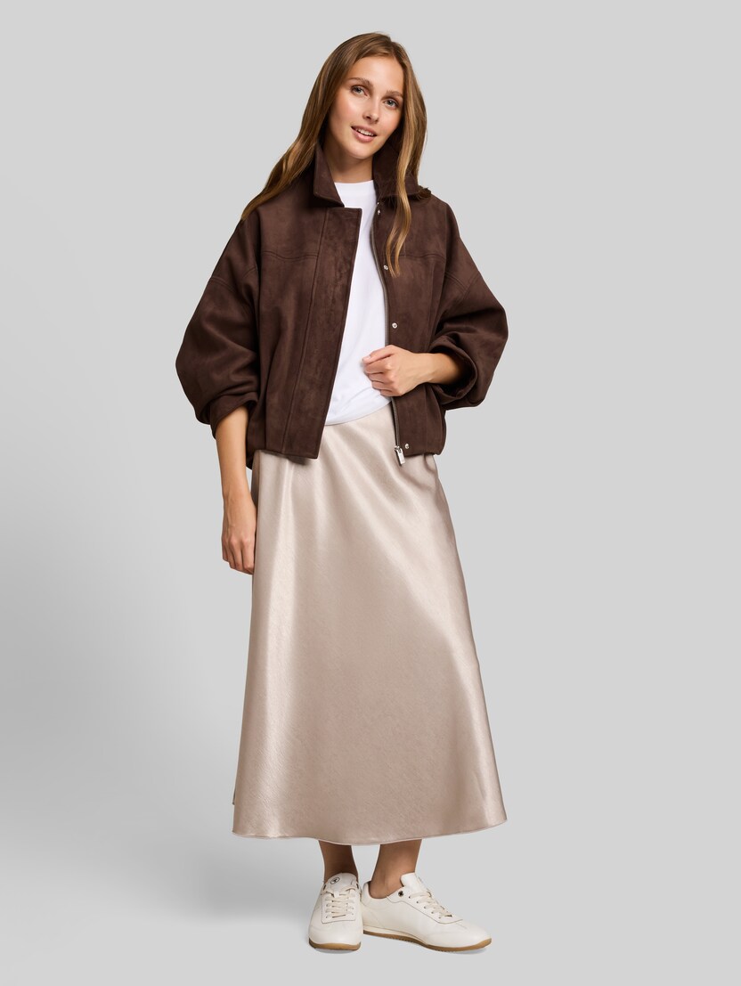 Loose Fit Jacke in Wildleder-Optik von Denim Female, cool dark brown