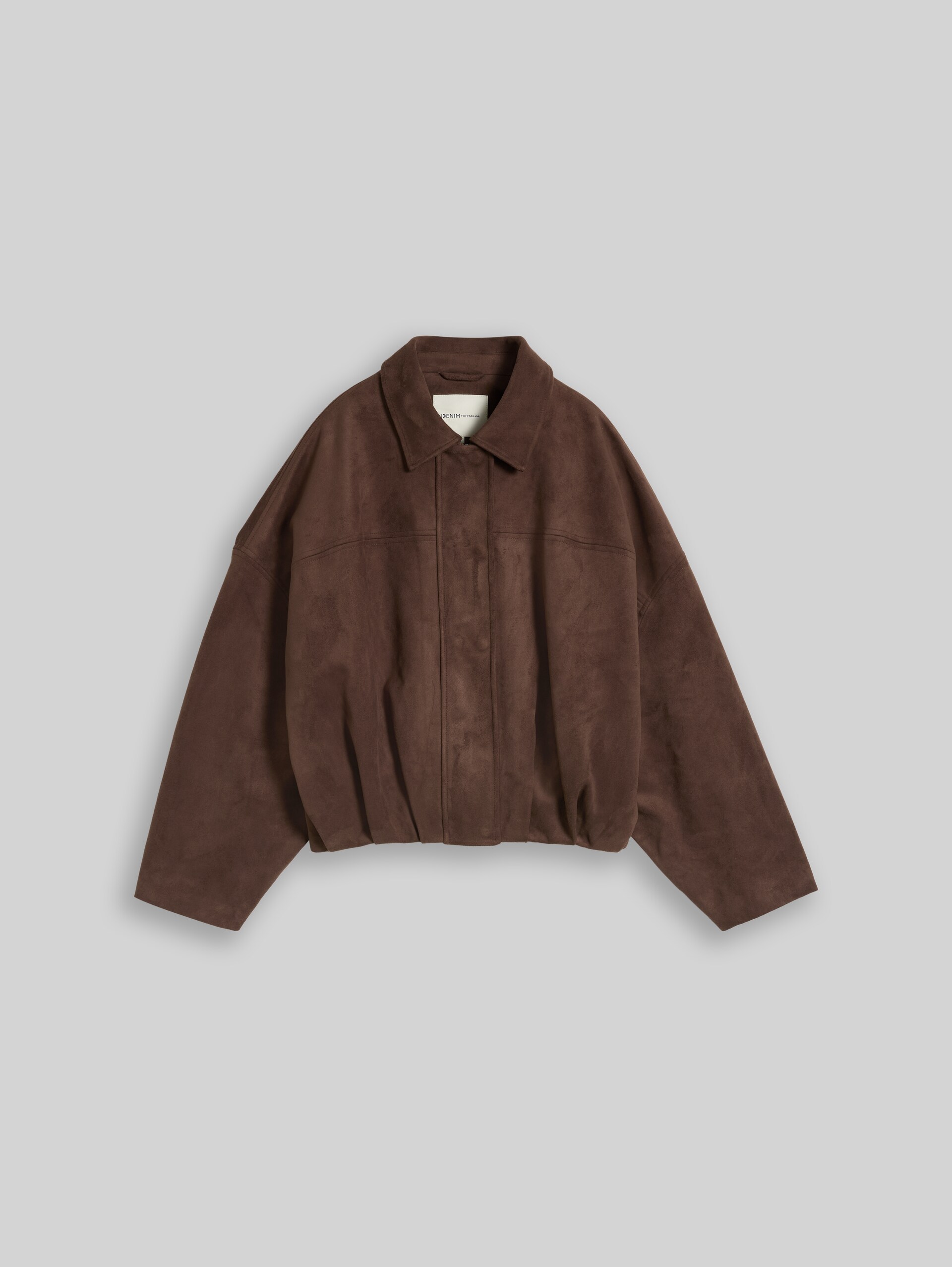 Loose Fit Jacke in Wildleder-Optik - cool dark brown - Vorder-Produkt-Ansicht