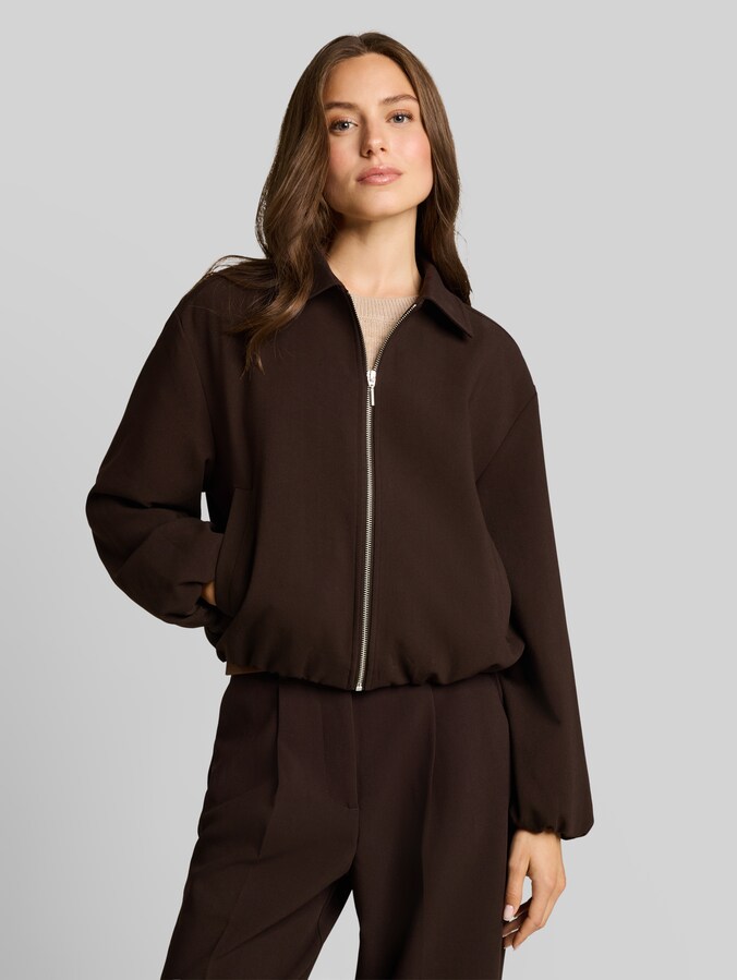 Loose fit blouson door Women, java dark brown