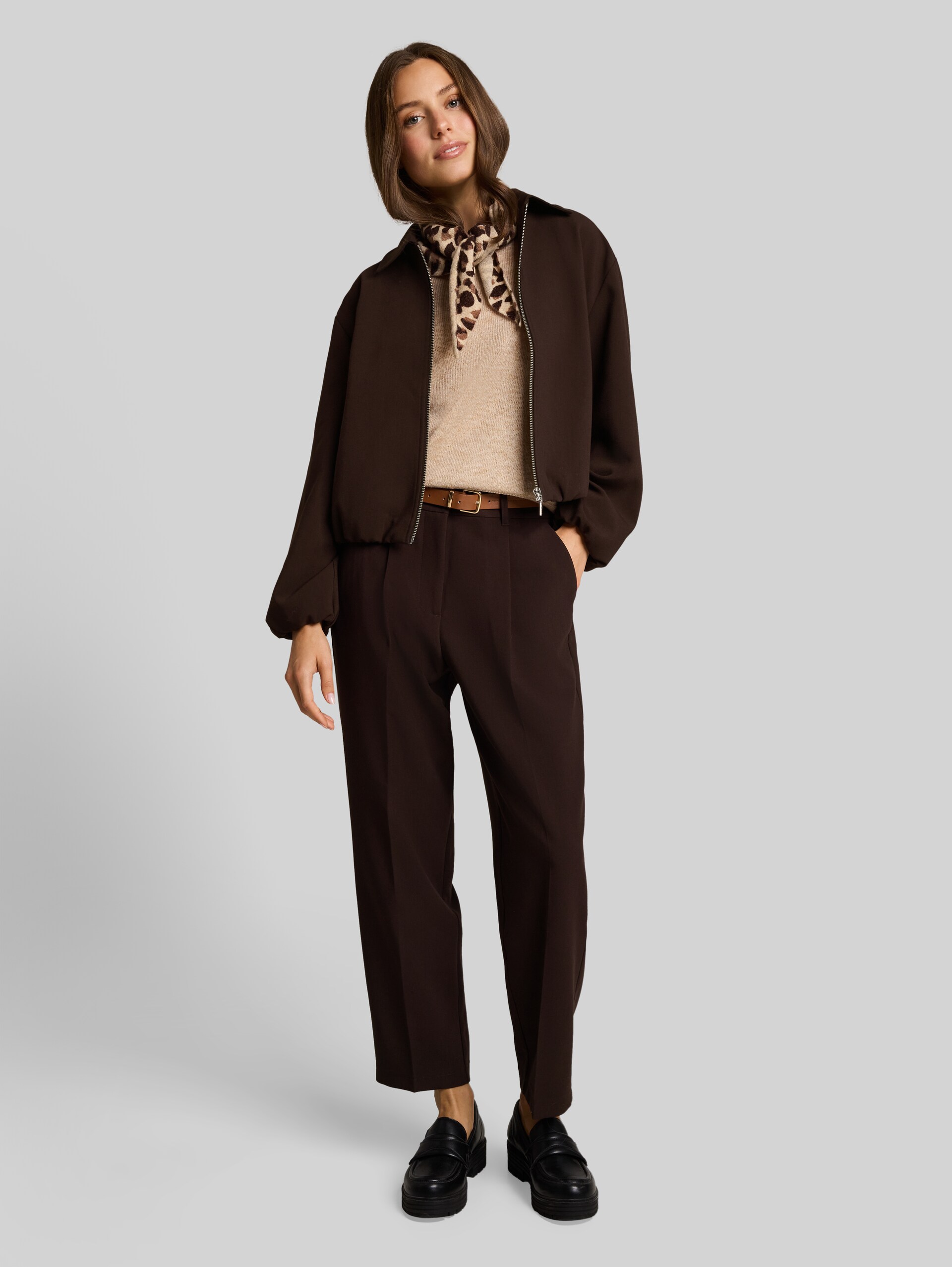 Loose Fit Blouson Jacke - java dark brown