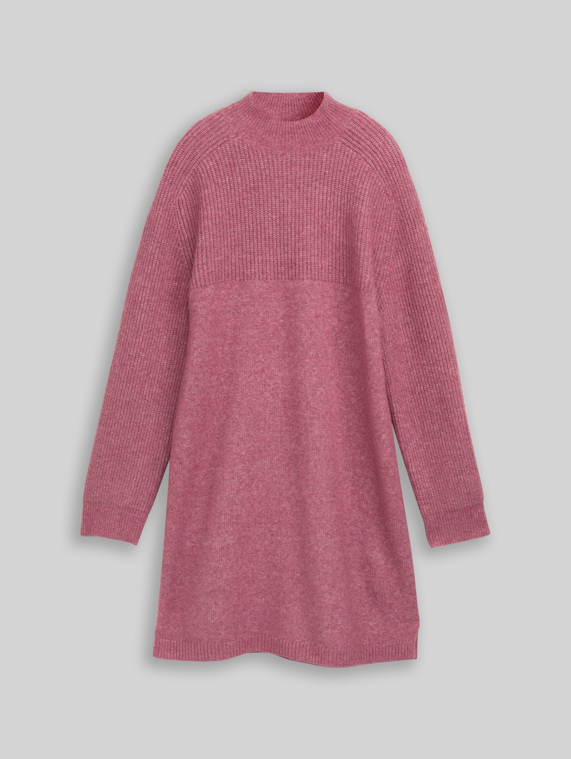 Mini-Strickkleid in Melange-Optik - dusty berry melange - Vorder-Produkt-Ansicht