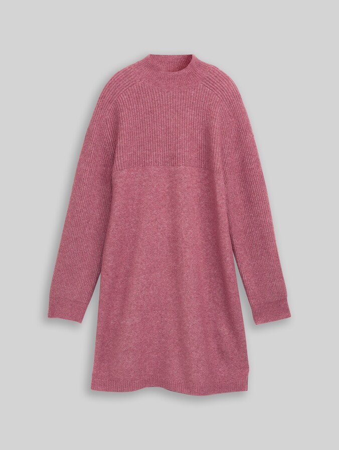 Mini-gebreide jurk met gemêleerde look door Denim Female, dusty berry melange
