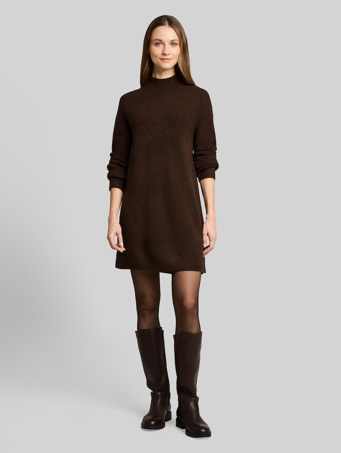 Mini-robe en maille effet chiné par Denim Female, cool dark brown melange