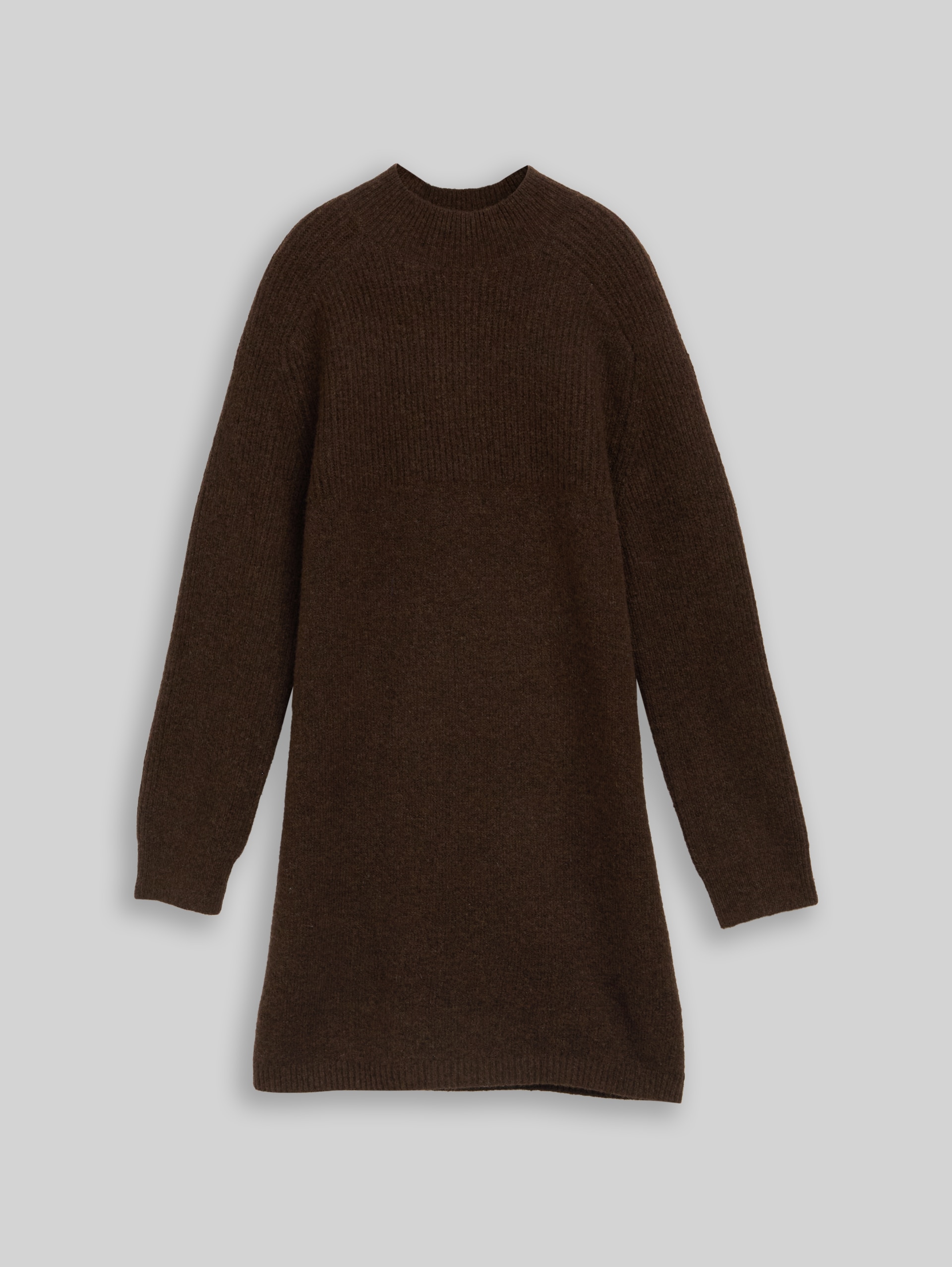 Mini-Strickkleid in Melange-Optik - cool dark brown melange - Vorder-Produkt-Ansicht