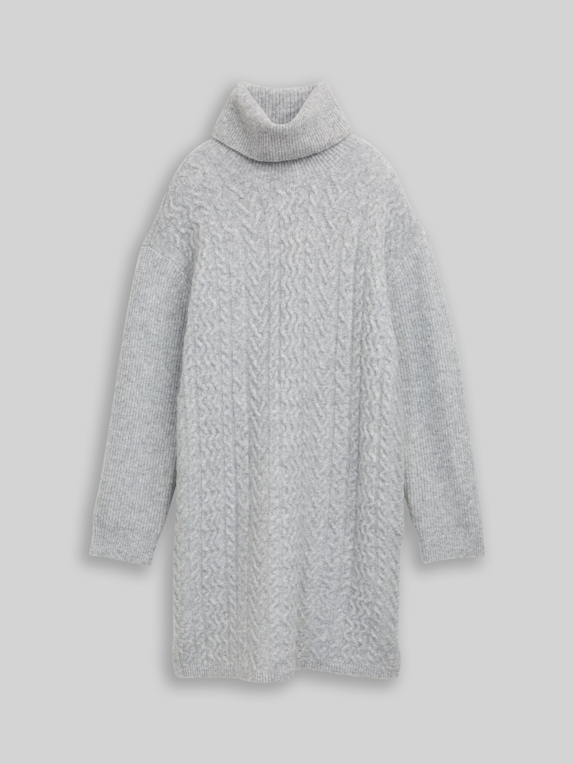 Mini-robe en maille ample à motif torsadé - Light Soft Grey Melange - Vue de face du produit