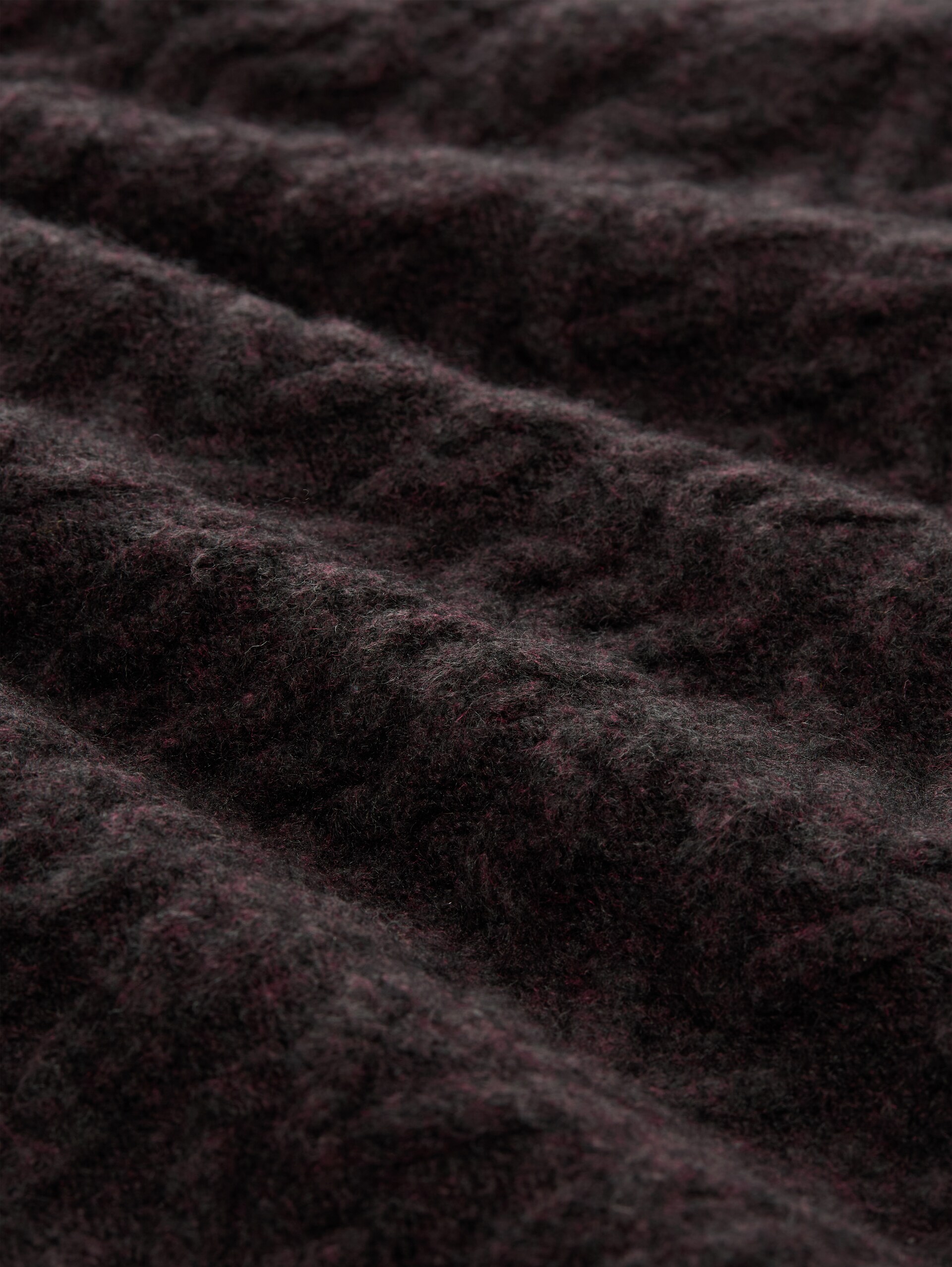 Loose Fit Mini-Strickkleid mit Zopfmuster - dark plum melange - Material-Ansicht
