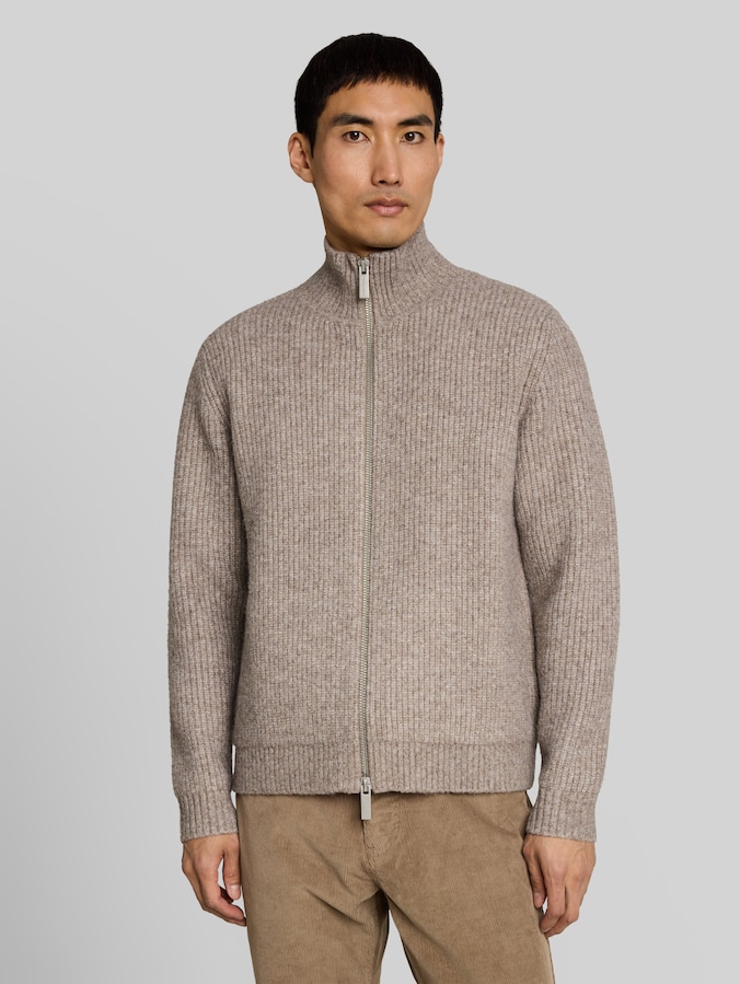 Cardigan avec un mélange de laine par Men, Driftwood Taupe Melangé