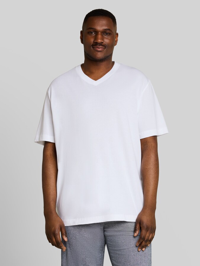 Plus Size - T-Shirts mit V-Ausschnitt im 2er-Pack von Men Plus Size, White