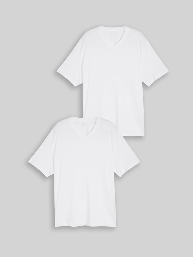 Plus Size - T-Shirts mit V-Ausschnitt im 2er-Pack von Men Plus Size, White