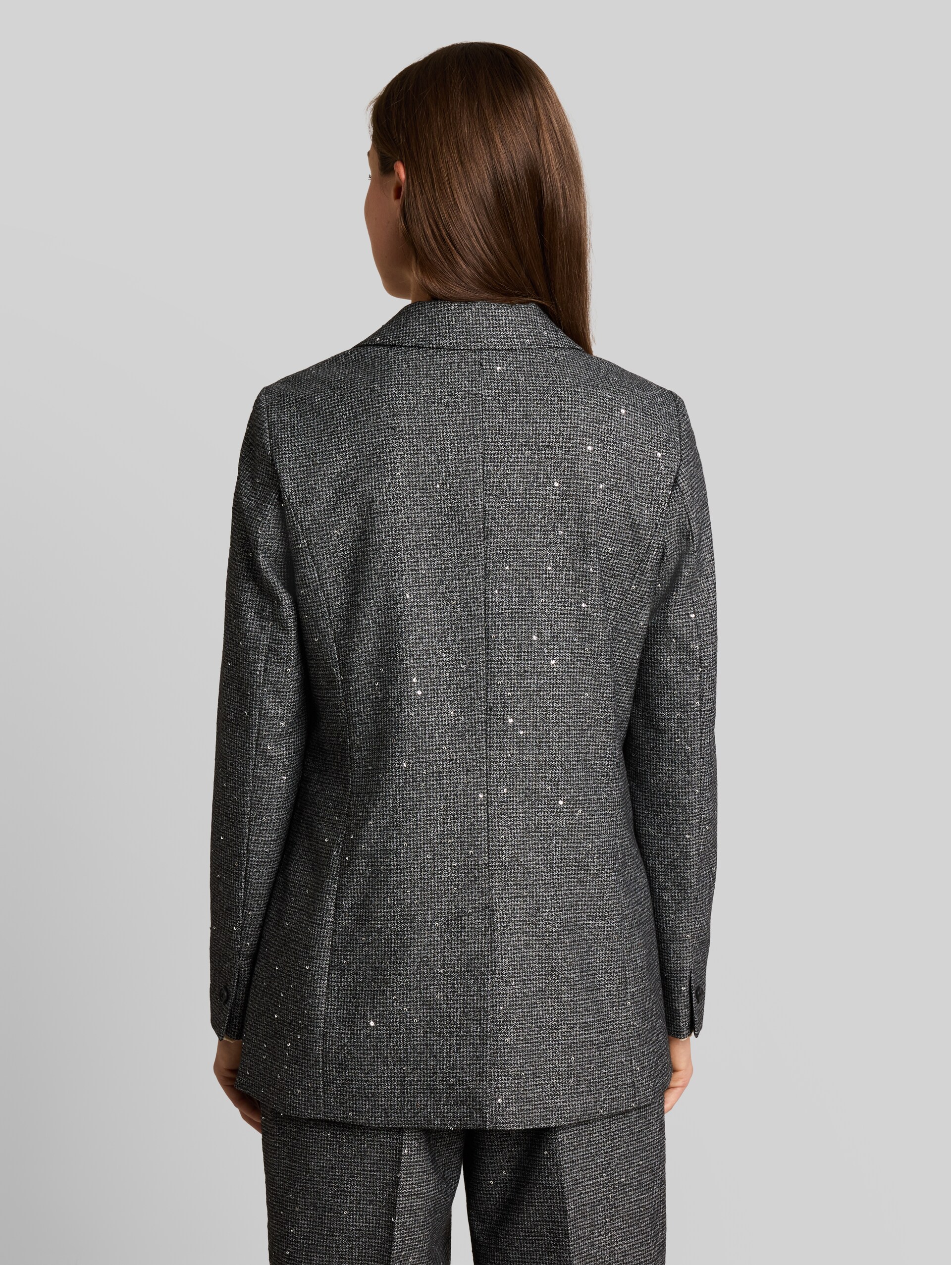 Loose Fit Blazer mit Pailletten - black white sequins structure