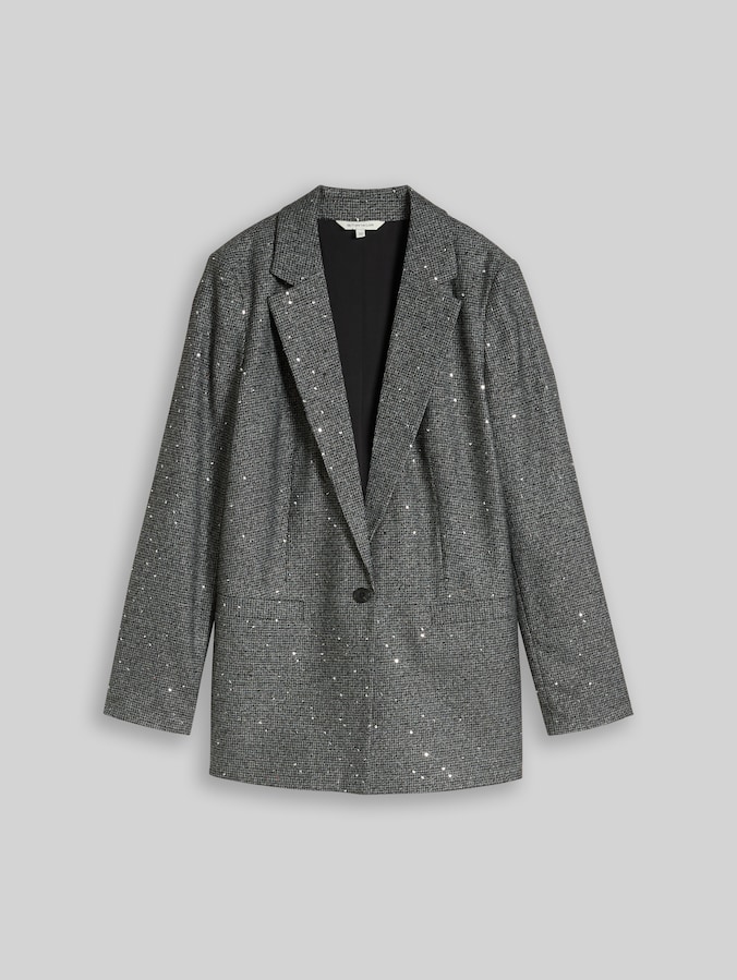 Blazer coupe ample à paillettes par Women, black white sequins structure