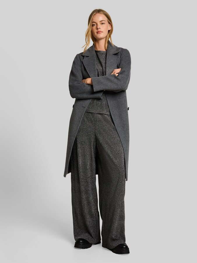 Pantalon palazzo à effet pailleté par Denim Female, black silver lurex structure