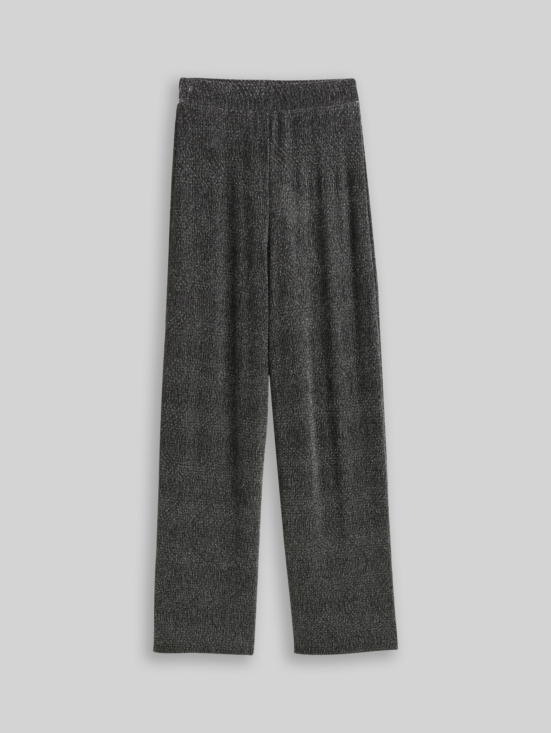 Palazzo-broek met glittereffect - black silver lurex structure - Product vooraanzicht