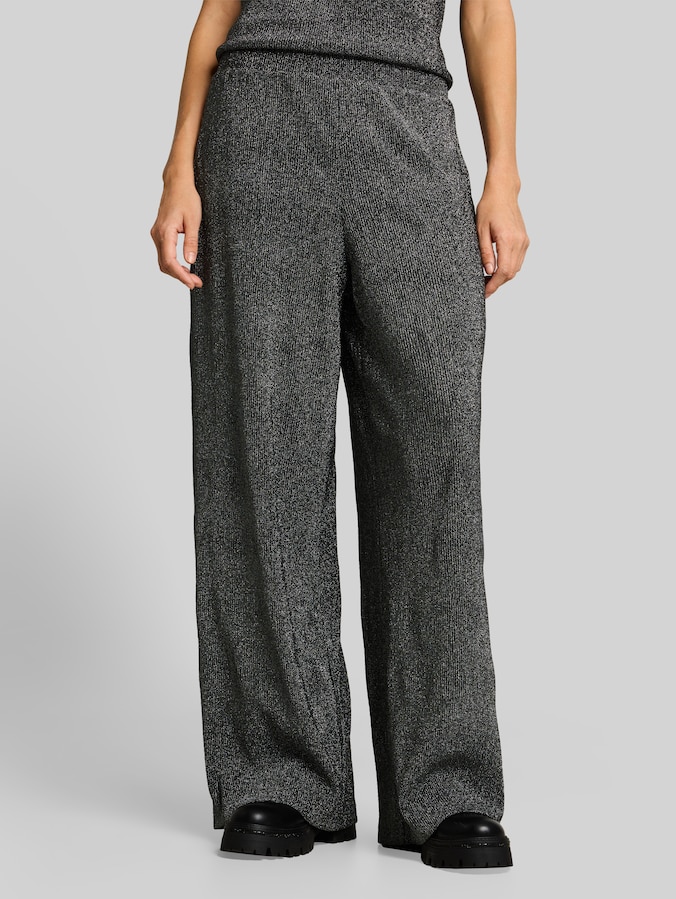Palazzo Hose mit Glitzer-Effekt von Denim Female, black silver lurex structure