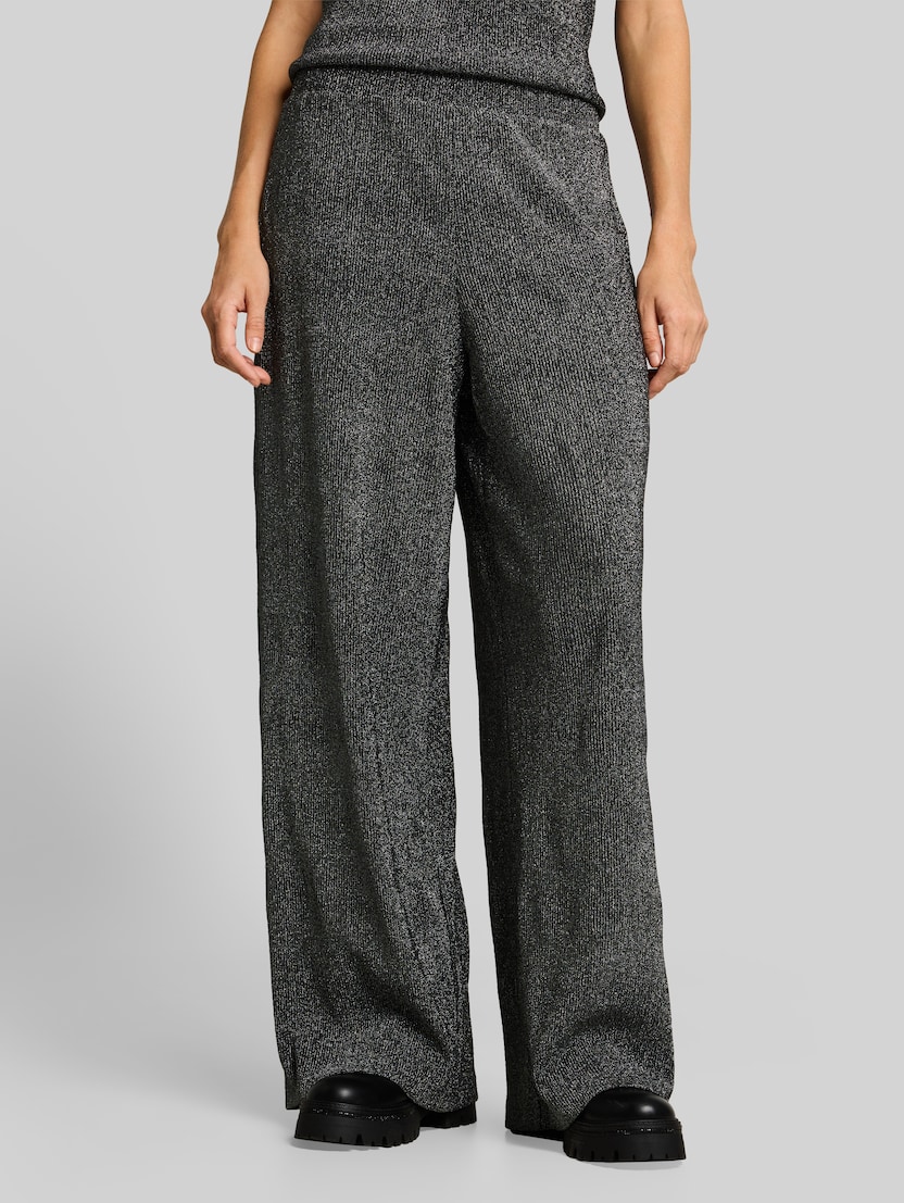 Palazzo-broek met glittereffect door Denim Female, black silver lurex structure