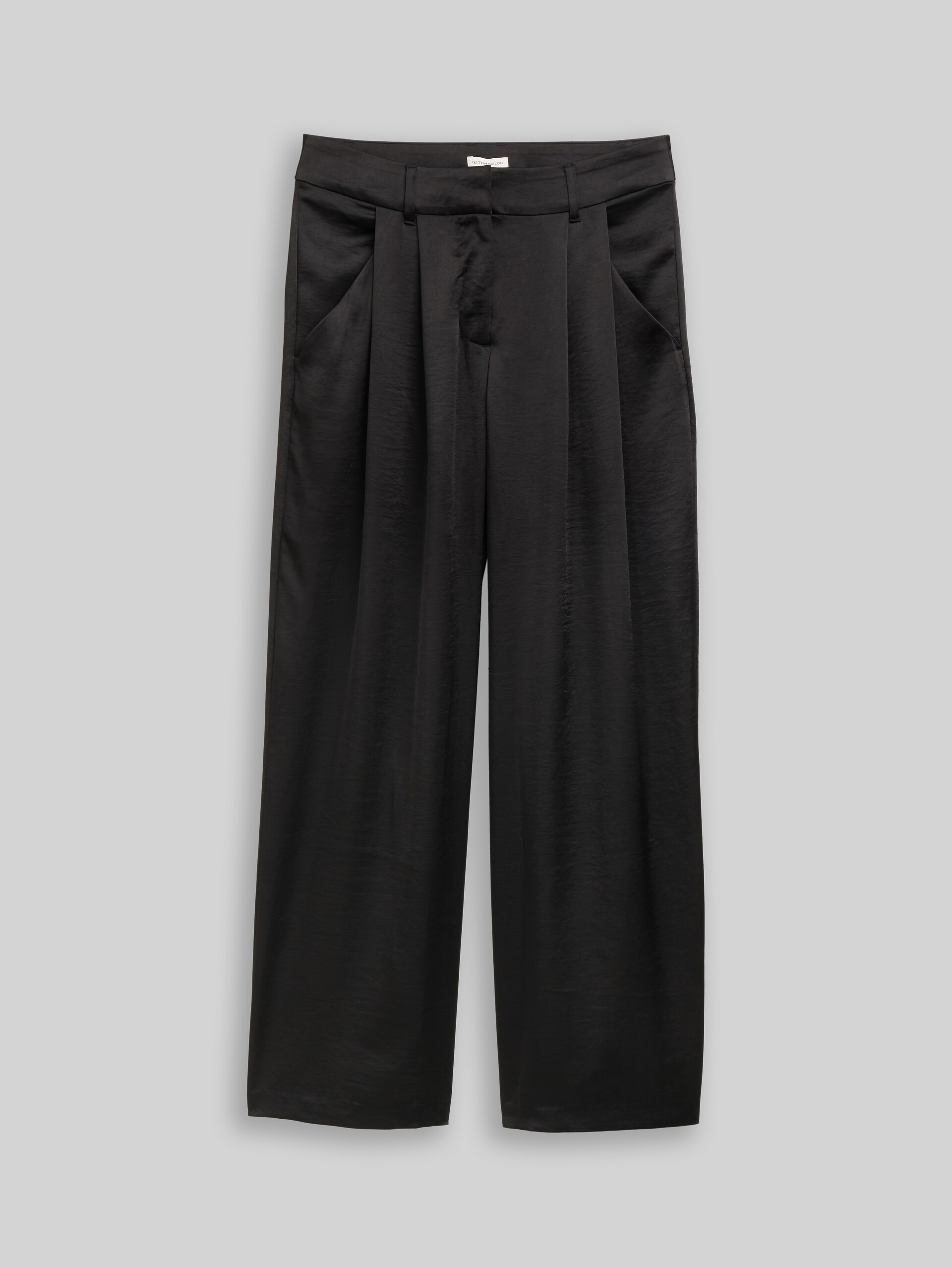 Satijnen broek met wijde pijpen - deep black - Product vooraanzicht