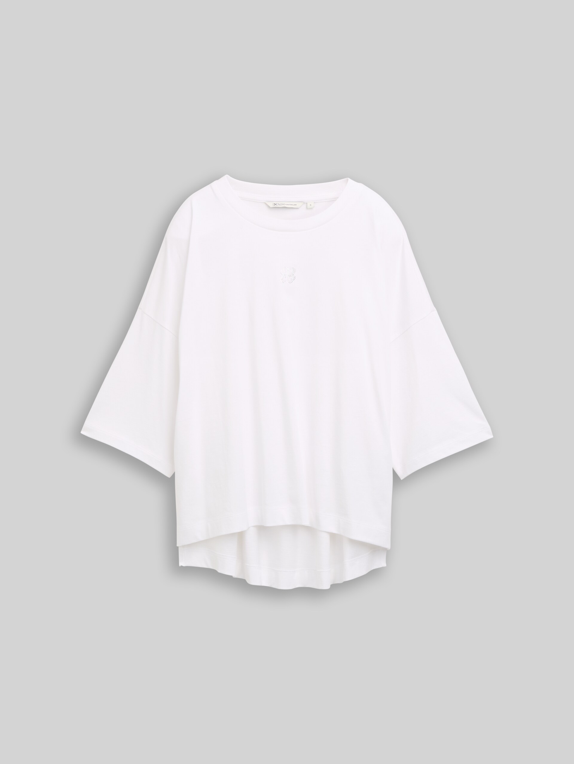 T-shirt coupe carrée avec strass - White - Vue de face du produit