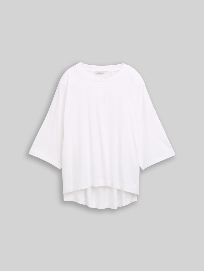 Boxy Fit T-Shirt mit Strasssteinen von Denim Female, White