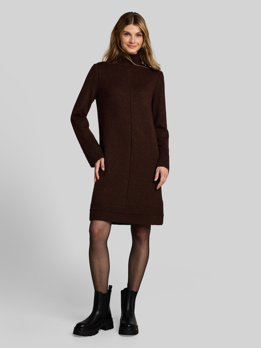 Cosy Strickkleid mit Stehkragen von Women, java dark brown melange