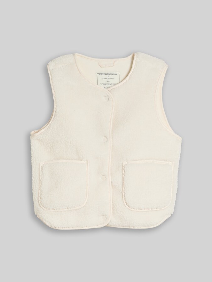 Teddy-vest door Mini Girls, light creme teddy